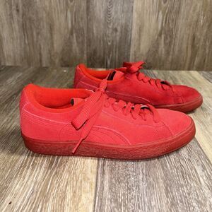 Puma Kids Youth US Size 6 Embossed Iced 361937 01 All Red Suede Sneaker Shoes
